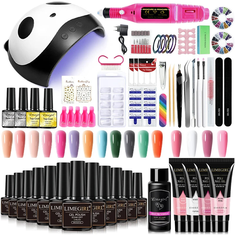 Limegirl Nagelset Nagelgel-Werkzeugset 54W Nagellampe 18/12/7 Farben UV-Gel-Nagellack-Set Enthält Nagelfräser Nagelset