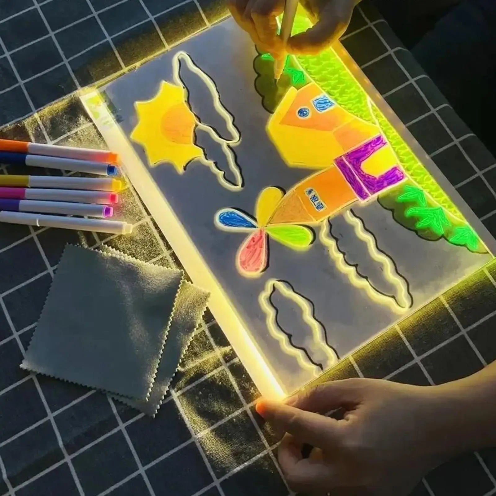 LED Drawing Board Toddler Painting Board Educational Toddler Writing Supplies Portable Drawing Tool for School Home Travel Main image