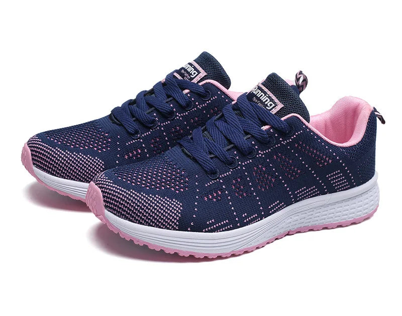 Damen Freizeitschuhe Mode Atmungsaktive Walking Mesh Flache Schuhe Sneakers Weiß Damen Fußbekleidung