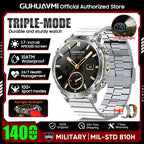 2026 Neue TANK Ultra 1400mAh Akku Militär Smartwatch 10ATM Wasserdicht Herzfrequenz Taktische LED Taschenlampe Herren Sportarmband