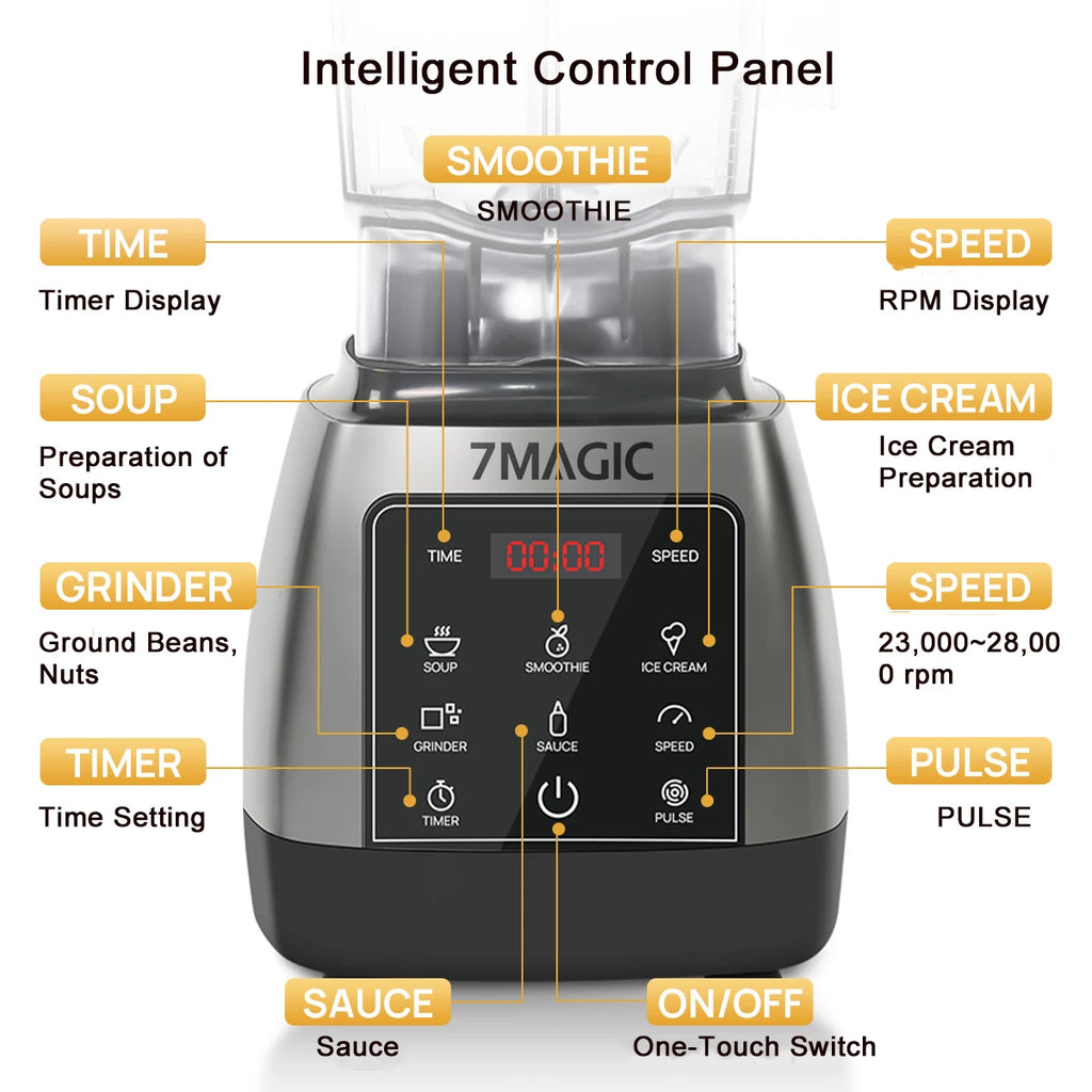 2000W Hochleistungs-Timer-Mixer Entsafter Obst-Küchenmaschine Eis Smoothies BPA-freier 2L Behälter