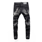 Street Fashion Herren Eng Schwarz Grau Jeans Retro Elastische Schlankmachende Split-Style Jeans Herren Retro Designer Brand Jeans Hombre