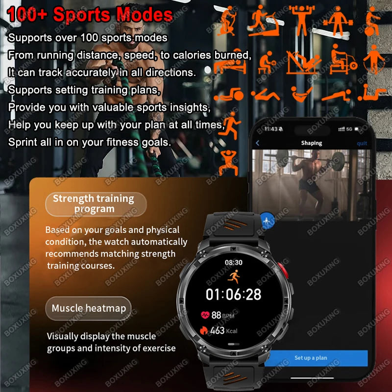 2026 Neue T-Rex 3 Ultra 1100mAh Smartwatch 5ATM Wasserdicht Outdoor Sport GPS Track Herzfrequenz Kompass Bluetooth Anruf Smartwatch
