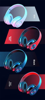 Headsets Gamer Kopfhörer Bluetooth Surround Sound Stereo Kabelloser Kopfhörer USB mit Mikrofon Buntes Licht PC Laptop Headset