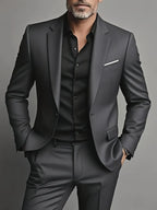 Herren burgunderroter 2-teiliger Anzug (nur Sakko + Hose, keine Weste enthalten), Slim Fit Formaler Business Hochzeits-Party Blazer & Hose