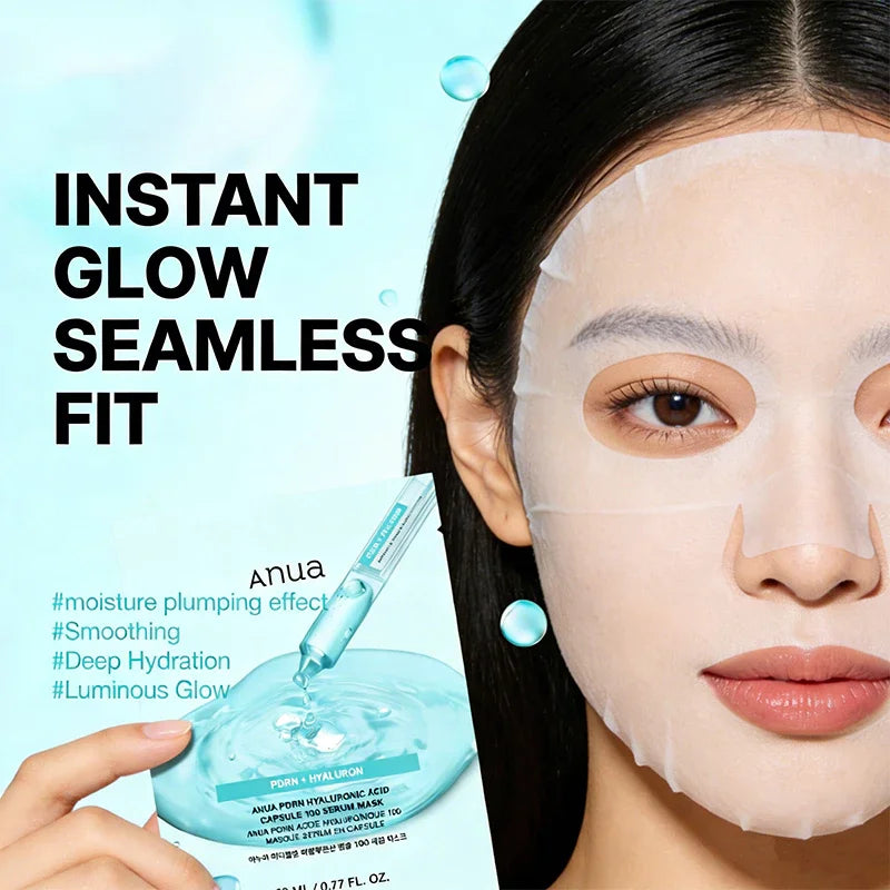 Korean Skincare PDRN Hyaluronic Acid Capsule 100 Serum Mask,Daily Moisturizing Salmon PDRN Serum Mask for Everyday Glow (10EA)