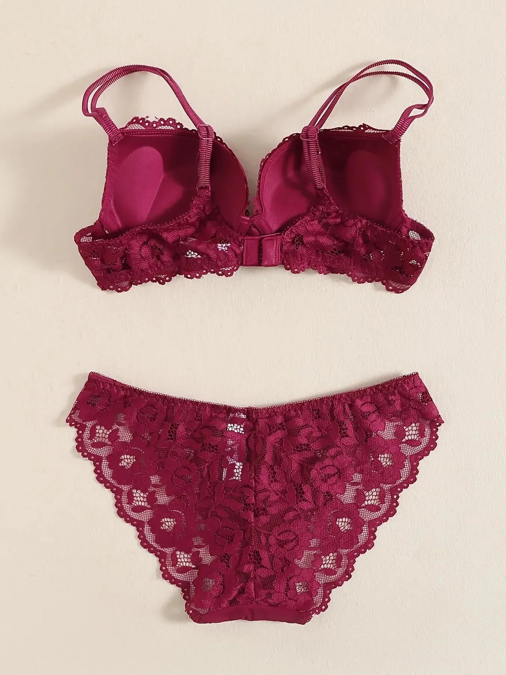 1 Set Elegantes Dessous-Set aus Spitze mit Stickerei und atmungsaktivem Stoff: Push-Up-BH, transparenter Schlüpfer mit tiefem Bund – das ultimative Valentinstagsgeschenk