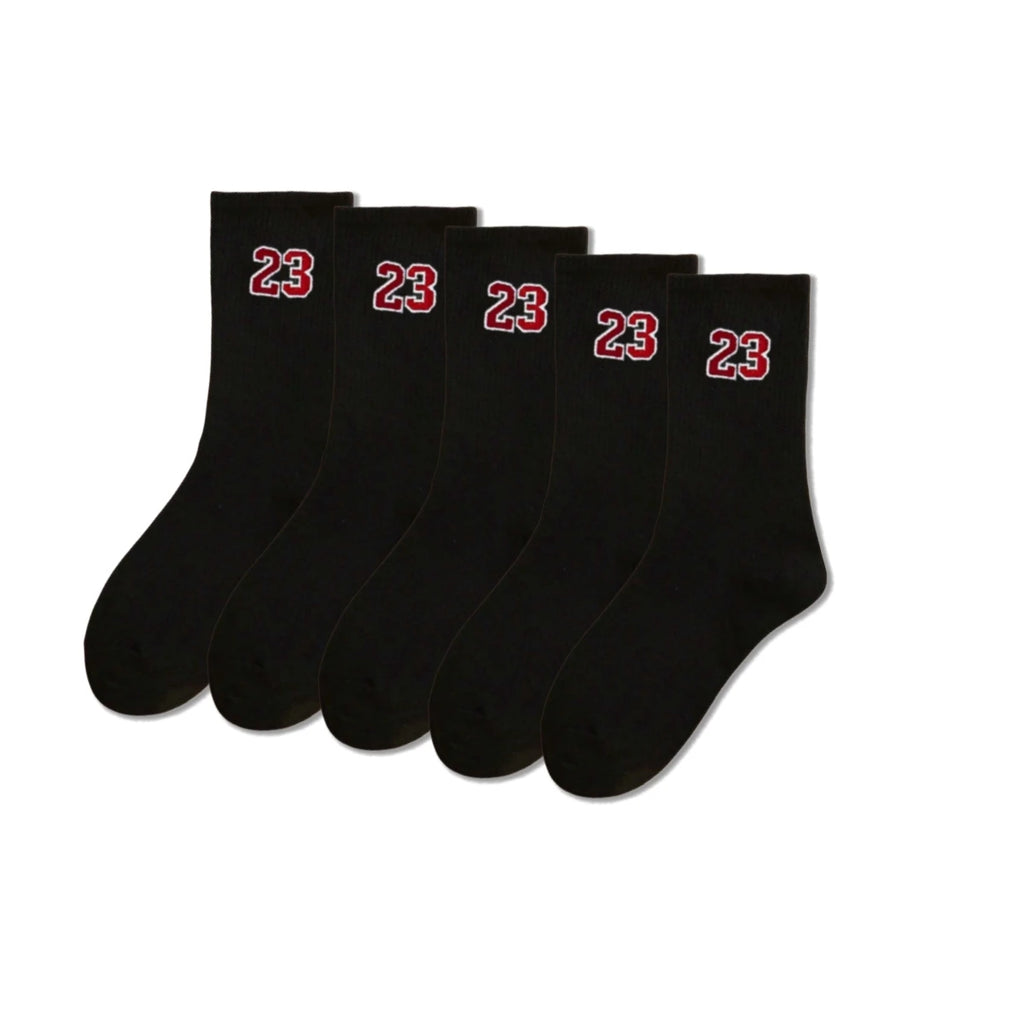 Herren-Crew-Socken, klassisch, Design mit Nummer 23, bequem, atmungsaktiv, feuchtigkeitsableitend