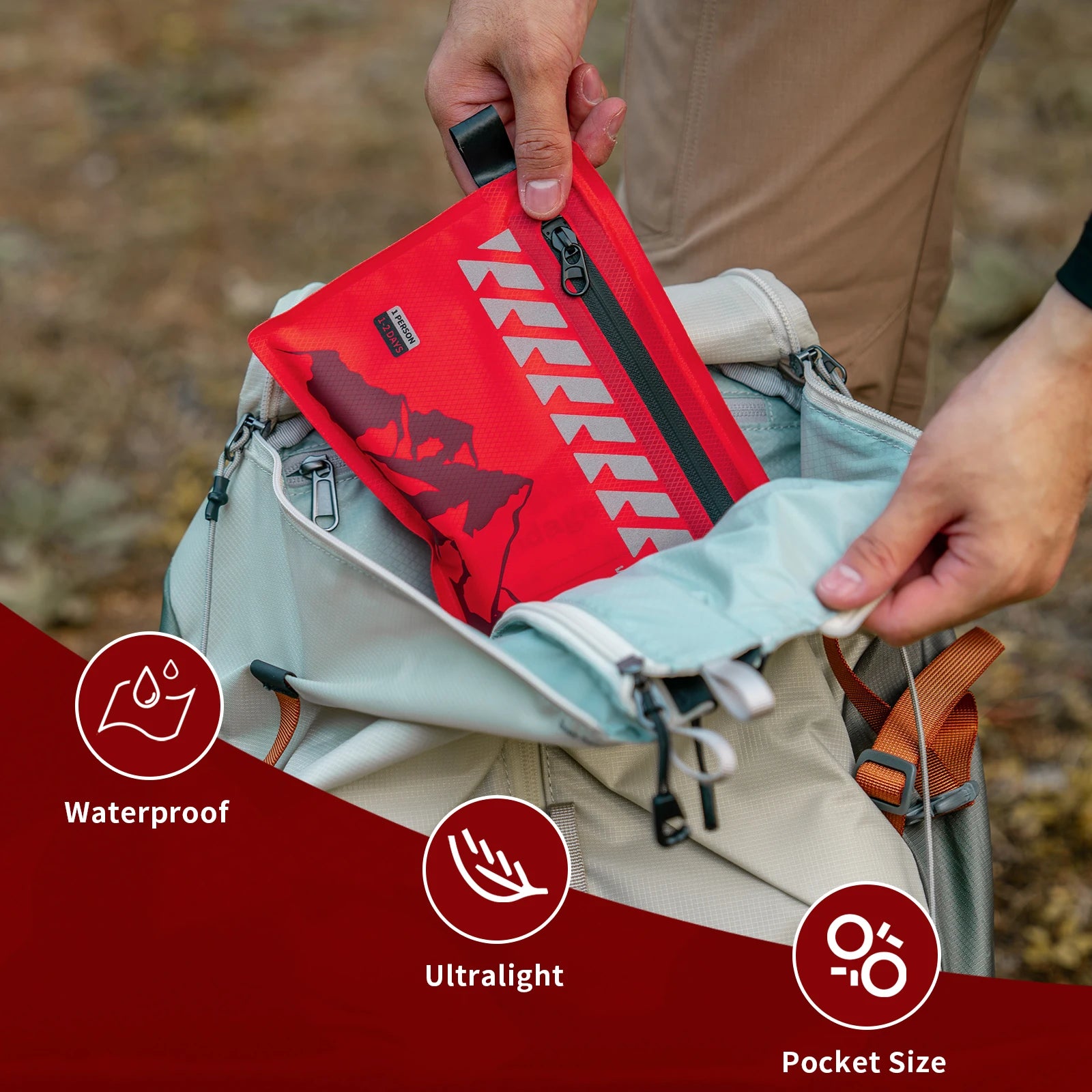 Rhino Rescue Kleines Erste-Hilfe-Set – Ultraleichtes wasserdichtes Medizinisches Notfallset für Wandern, Rucksackreisen, Radfahren, Reisen und Fahrzeuge