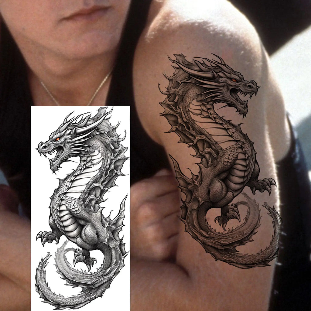 1 Blatt Kobra Schlange Drache Skorpion Temporäre Tattoos für Männer Frauen Wasserdicht Langlebig Löwe Tiger Wolf Fake Tattoo Aufkleber