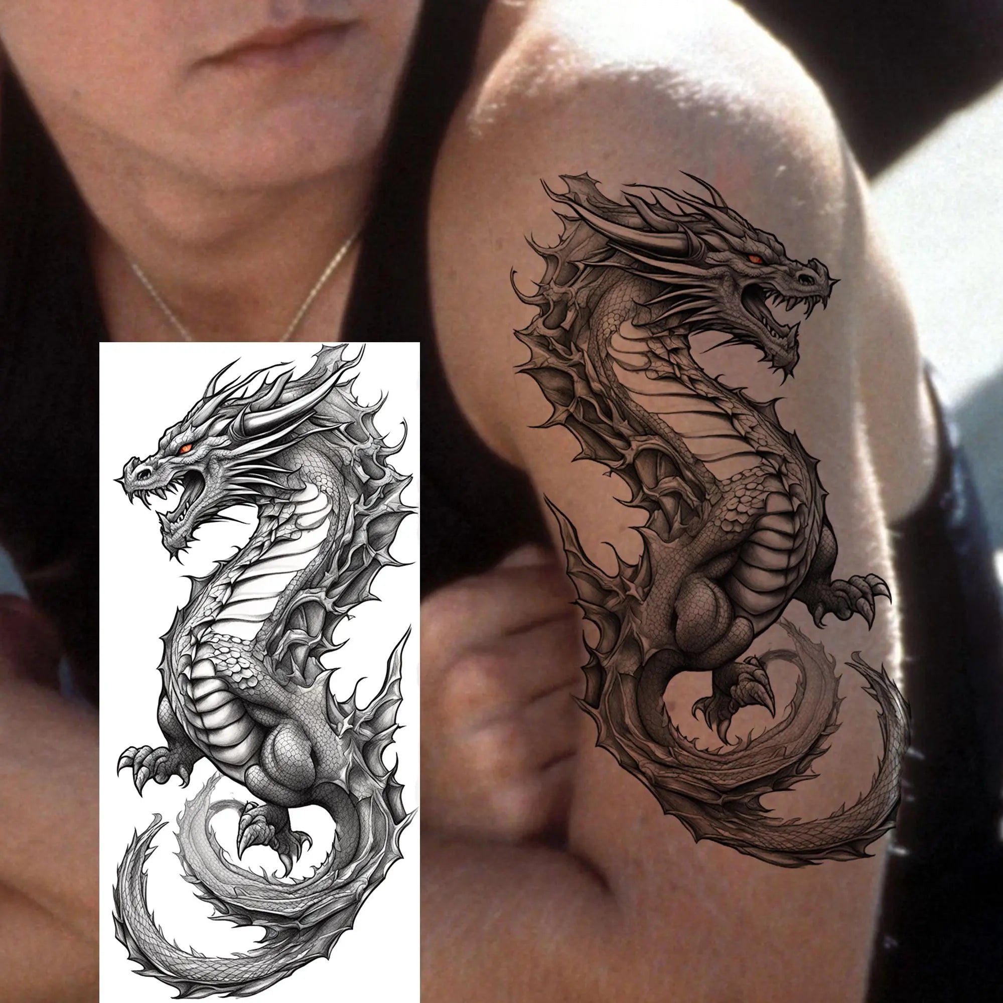 1 Blatt Kobra Schlange Drache Skorpion Temporäre Tattoos für Männer Frauen Wasserdicht Langlebig Löwe Tiger Wolf Fake Tattoo Aufkleber