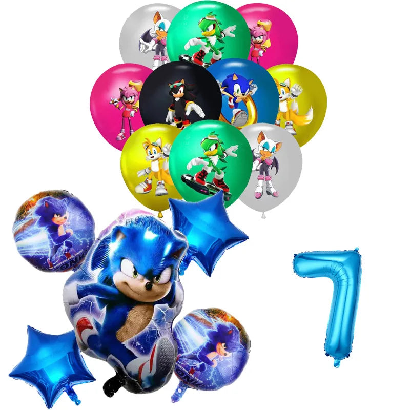 Sonic Geburtstagsparty Dekoration Spiel Igel Ballons Actionfigur Party Pappteller Handtuch Becher Tischdecke Spielzeug Kindergeschenke