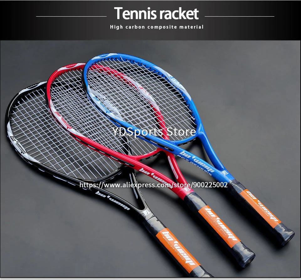 Hochwertiger Tennisschläger aus Carbon-Aluminiumlegierung, besaitet, für Erwachsene, 4-1/4 Zoll Griffstärke, inklusive Schlägertasche, für Herren und Damen