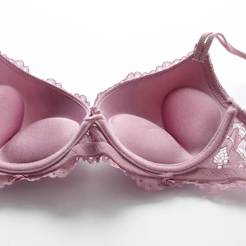 1 Set Elegantes Dessous-Set aus Spitze mit Stickerei und atmungsaktivem Stoff: Push-Up-BH, transparenter Schlüpfer mit tiefem Bund – das ultimative Valentinstagsgeschenk