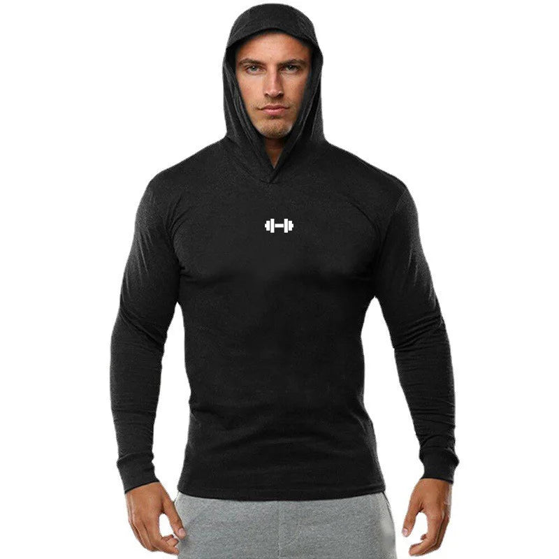 Gym Running Sport T-Shirts Herren Baumwolle Langarm Kapuzenpullover Kleidung Fitness Bodybuilding Muscle Hoodies Workout Jogging Shirts