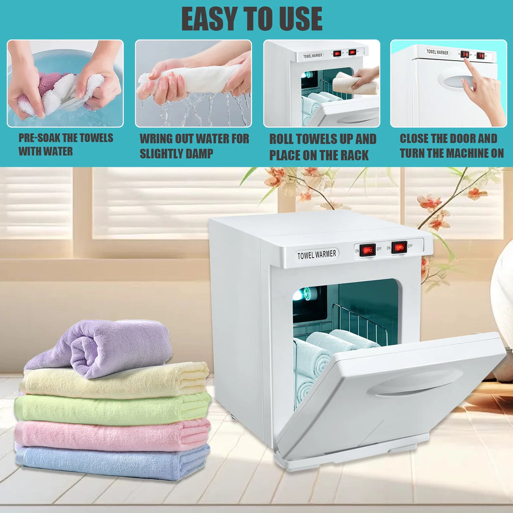 150W UV-Ozon Beheizter Handtuchsterilisator 5L Schnelle Aufwärmzeit für Spa Nagelstudio 3-in-1 Desinfektion mit Wärme & UV & Ozon