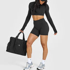 NCLAGEN Yoga-Top mit integriertem BH, langärmeliges Damen-Gym-Oberteil, rückenfreies Workout-Shirt, hochelastisches atmungsaktives Fitness-Shirt