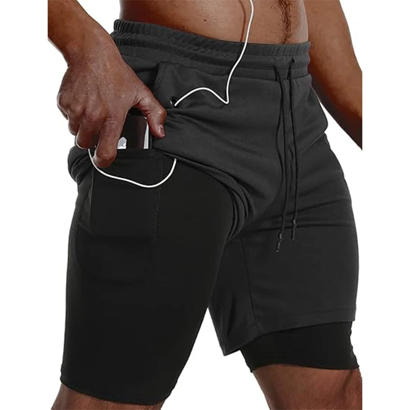 Herren Sportshorts Sportbekleidung Doppellagige Laufshorts 2-in-1 Badehosen Sommer Fitnessstudio Training Jogging Short Pants Herren