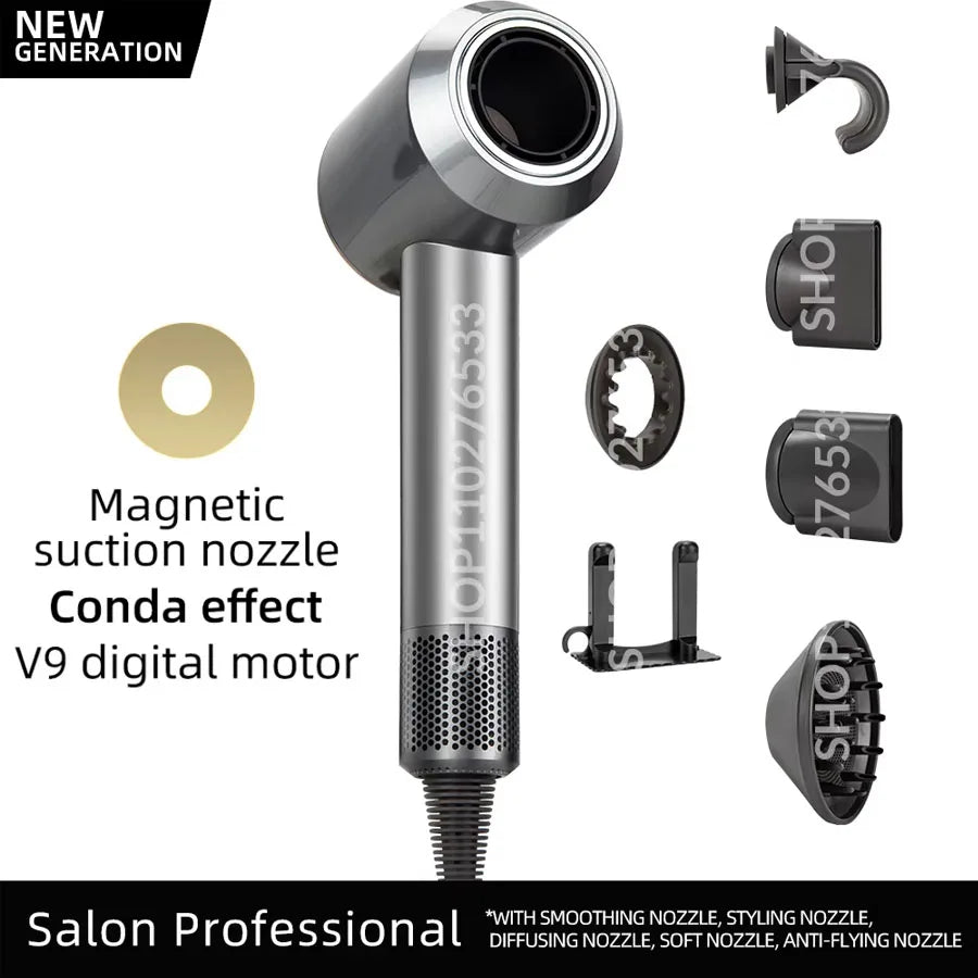 Ionen-Haartrockner 5 in 1 mit Diffusor Professionelle Haarpflegegeräte Damen Salon Friseur Blauer Haartrockner Super Haartrockner