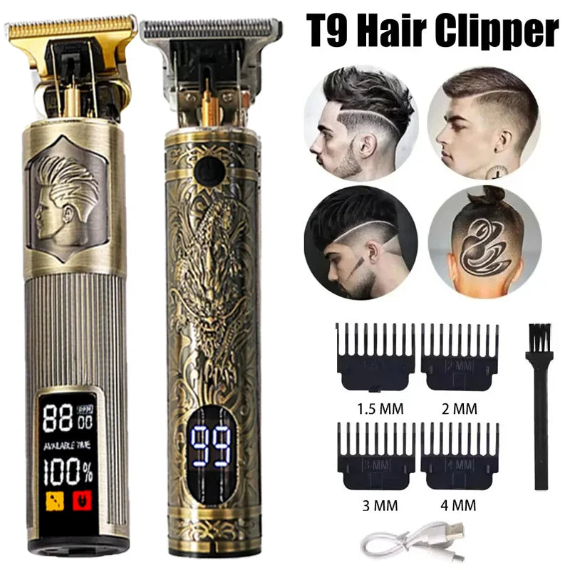 Neu! T9 Elektrischer Haartrimmer/Zubehör | Professioneller USB Rasierer | 0mm Glatzkopf-Haarschneidemaschine Tragbar für Herren Heimfriseur