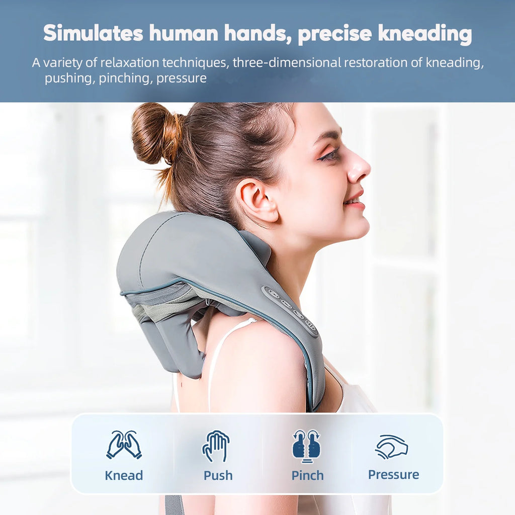 Foreverlily 26W Bürstenloser Motor Nacken- und Schultermassagegerät Kabelloses Nacken- und Rückenmassage-Schal Nackenmassager