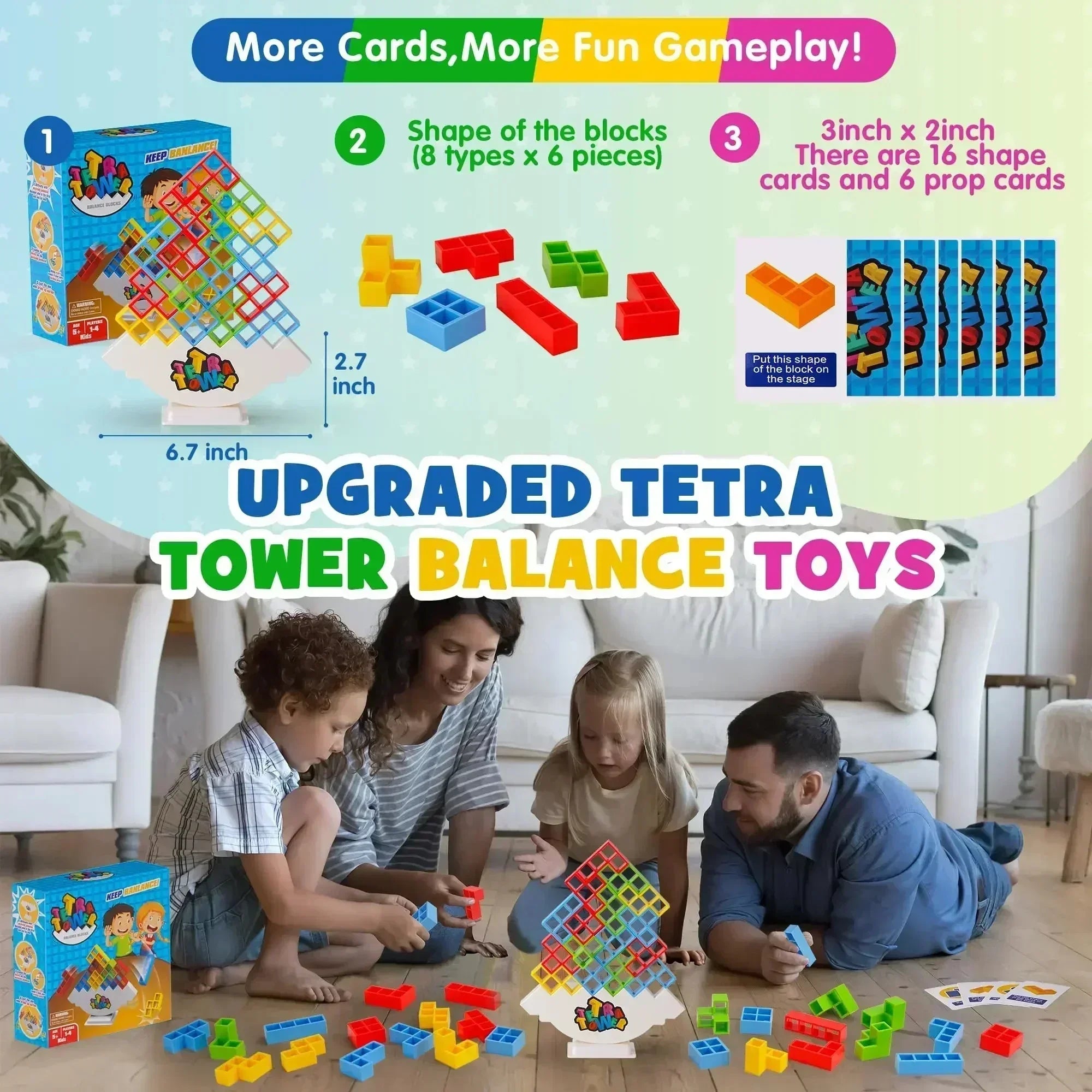 Puzzles Tetra Tower Lustiges Balance-Stapelspiel für Kinder, Erwachsene, Freunde, Teams, Wohnheime, Familien-Spieleabend, Partys, Geschenke