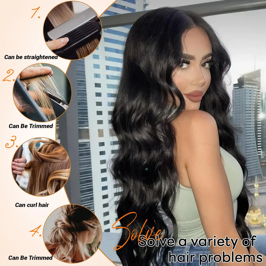 Wellenförmige Clip-in-Echthaarverlängerungen Clip Ins 120 Gramm Body Wave 18 Zoll 8 Stück Naturschwarz 100% Echthaar