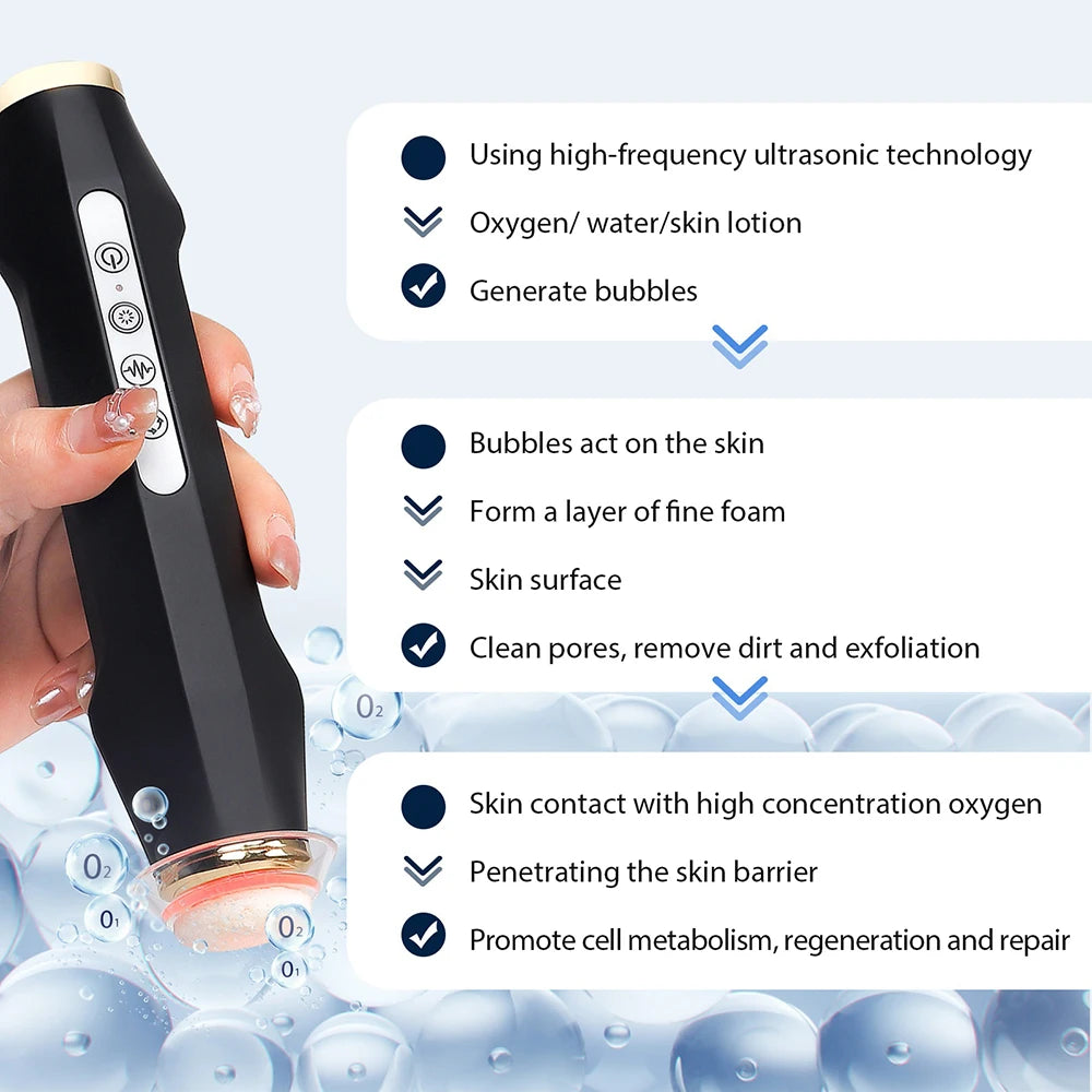 Tragbares Sauerstoff-Blasen-Gesichtsgerät CO2-Blasenstift Aqua Skin Gesichtsreinigungs-SPA-Schönheitsgerät CO2-Pod-Massagegerät