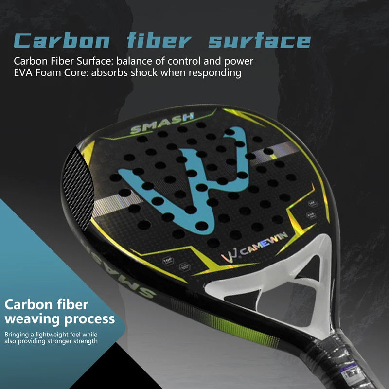 12K Carbonfaser-Padel-Schläger | mit EVA Memory Foam Baumwolle | Neuer Prozess Caged Tennisschläger | Board Style Schläger