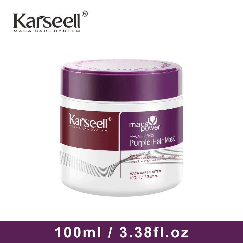 Karseell Lila Haarmaske 100ml/500ml Professionell neutralisiert Gelbstich für blondes, silbernes, graues und gesträhntes Haar