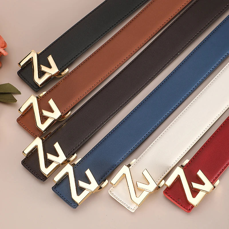 Thin 3.4cm Famous Brand Belt women Top Quality Genuine Luxury Leather Belts for women Strap Metal Belt Fashion Women's jean belt Hauptbild
