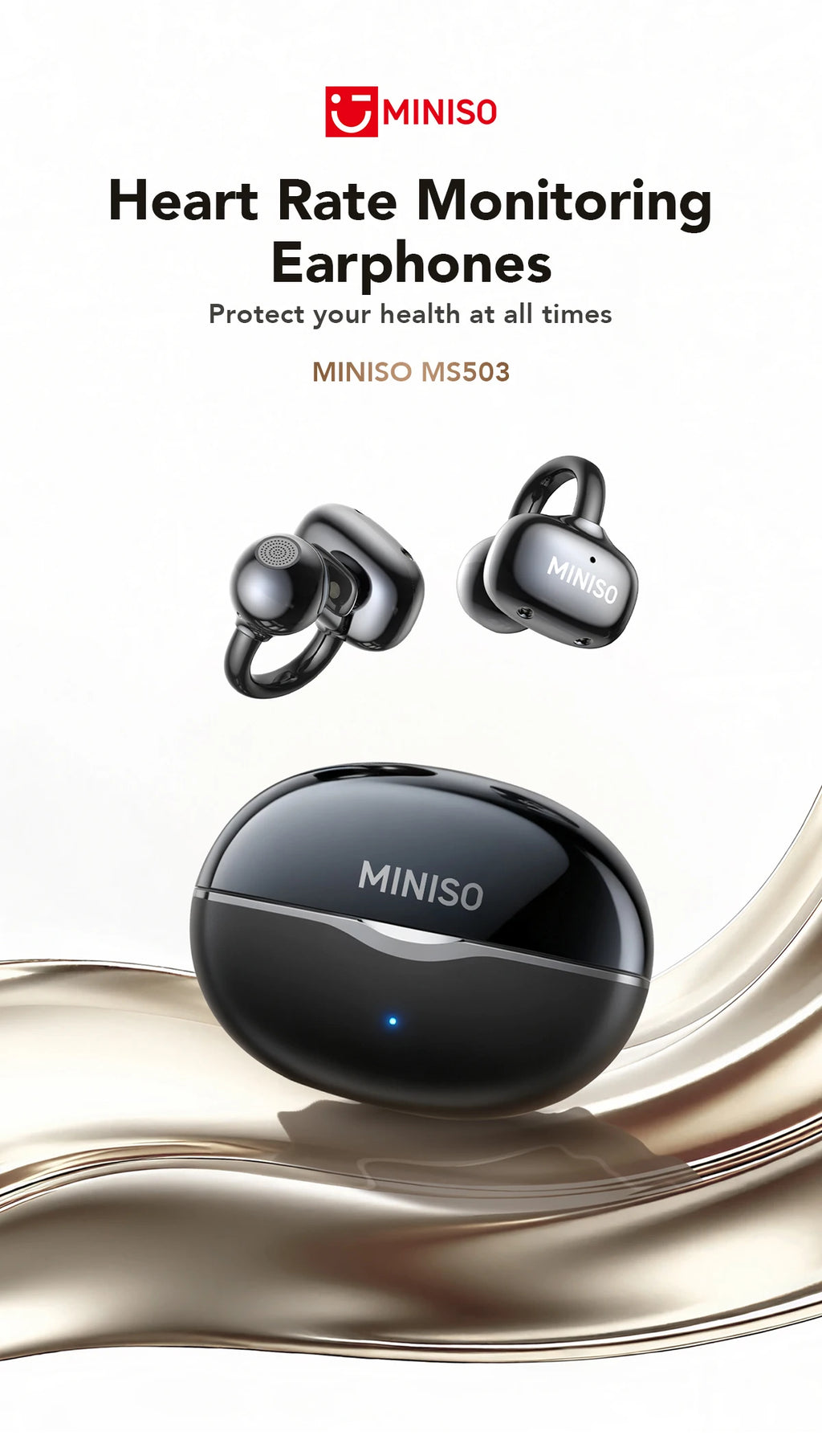 MINISO MS503 Kabellose Bluetooth-Kopfhörer KI-Übersetzungs-Ohrhörer Outdoor-Sport-Kopfhörer Klarer Klang Kopfhörer Weich Bequem