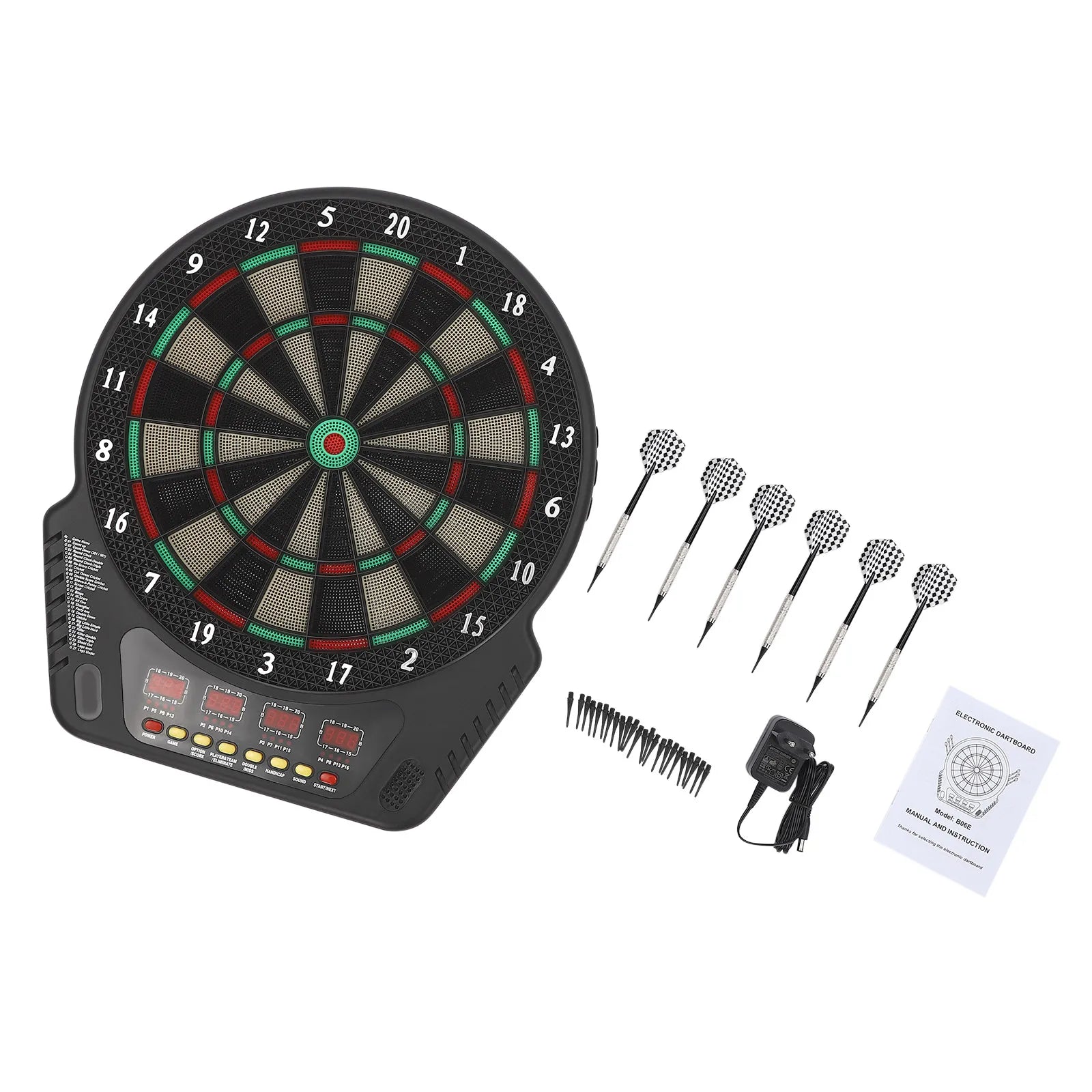 Elektronische Dartscheibe mit 6 Darts Dartboard Innovativer Dartautomat mit 27 Spielmodi & 243 Varianten unterstützt bis zu 16 Spieler