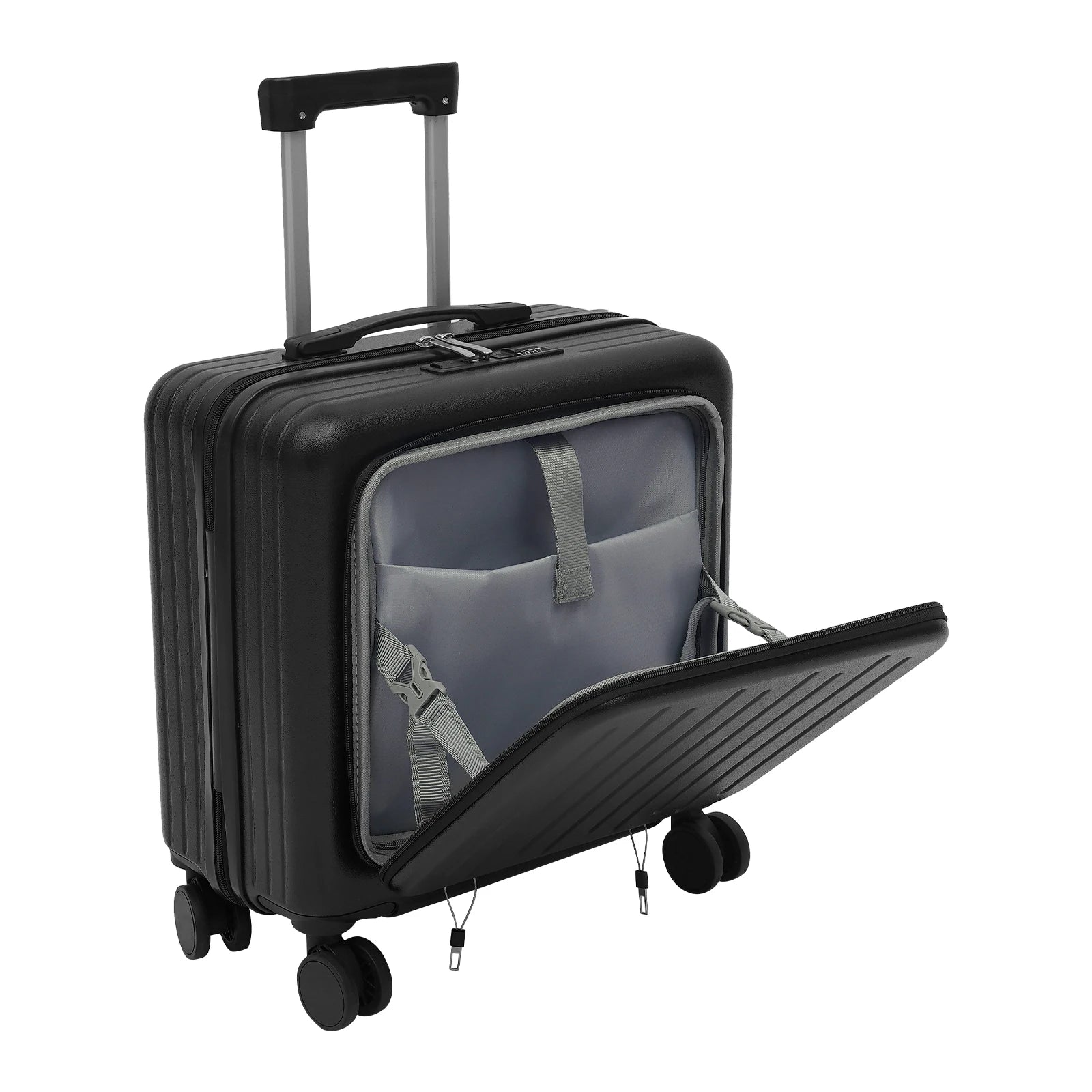 Handgepäck Roller Koffer Trolley 18" ABS-Schale Kabinengepäck Frontfach Multifunktionsräder Erweiterbar