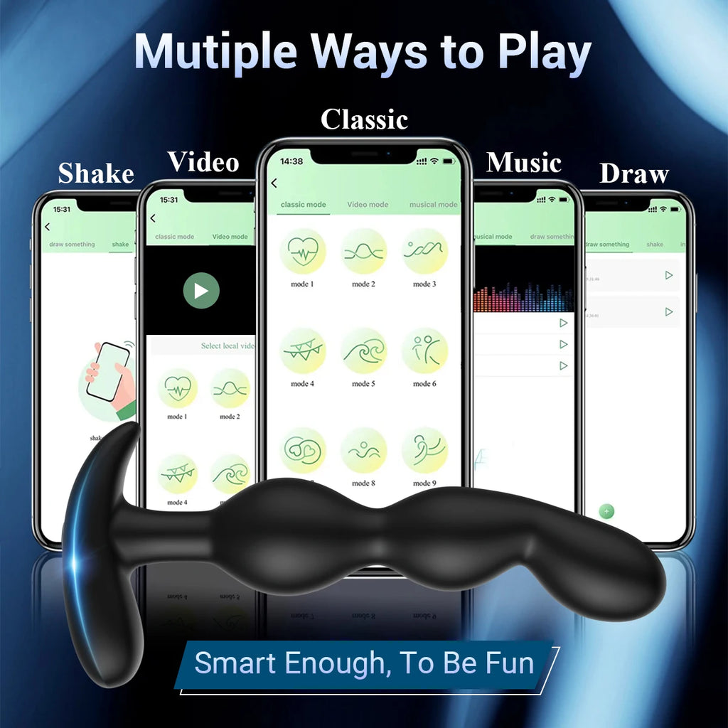 APP Bluetooth Analdildo Vibrator für Herren Prostata-Massagegerät Drahtloser Remote Buttplug Vibrierendes Sexspielzeug für Erwachsene für Frauen, Männer, Homosexuelle