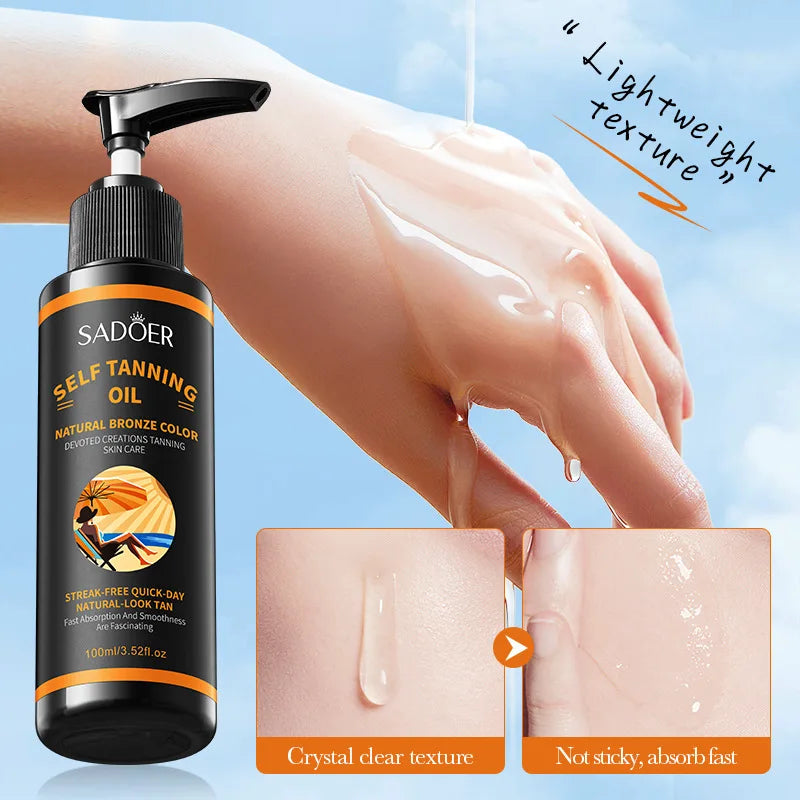 100ml Bräunungsspray: Leichte Textur, feuchtigkeitsspendend, schöner schwarzer Farbton, für einen wilderen und selbstbewussteren Look. Große Kapazität, schönes Bräunungsergebnis, streifenfrei, schnell trocknend, kein Bräunungseffekt. Zweitbild