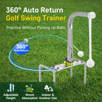 Golfschwungtrainer mit 360° automatischem Rücklauf, höhenverstellbarem Golf-Trainingsgerät für das Training drinnen und draußen