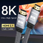 8K HDMI-Flachkabel 48 Gbit/s High Speed 8K60 4K120 144Hz Geflochtenes HDMI 2.1 Kabel 3D eARC HDCP 2.2&2.3 Kompatibel mit Roku TV/PS5