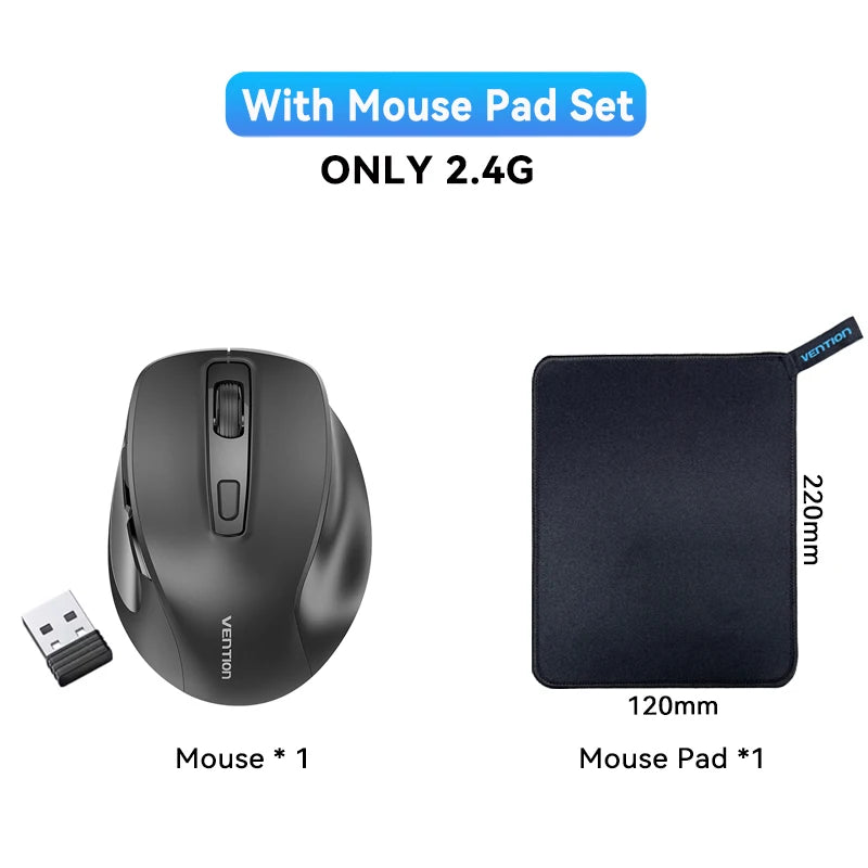 Vention Kabellose Bluetooth 5.1 Maus USB 2.4G Dual-Mode Ergonomische 4000 DPI Stille 6-Tasten-Maus für MacBook Tablet Laptop PC Mäuse