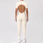 Damen-Trainingsanzug Fitness-Workout Sportkleidung Outfit Reißverschluss-Jumpsuit Yoga Fitness Overall Set Offene Rücken Bodysuits Anzug für Damen