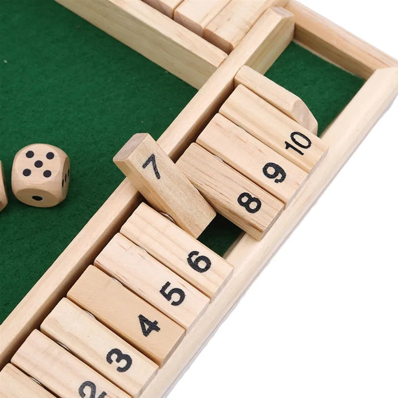 Vierseitige Klappkarten-Spiele Intellektuelles Lernspiel Box Würfel Spielzeug Eltern-Kind-Spiele Shut The Box Holz-Zahlen-Spiel Brettspiele