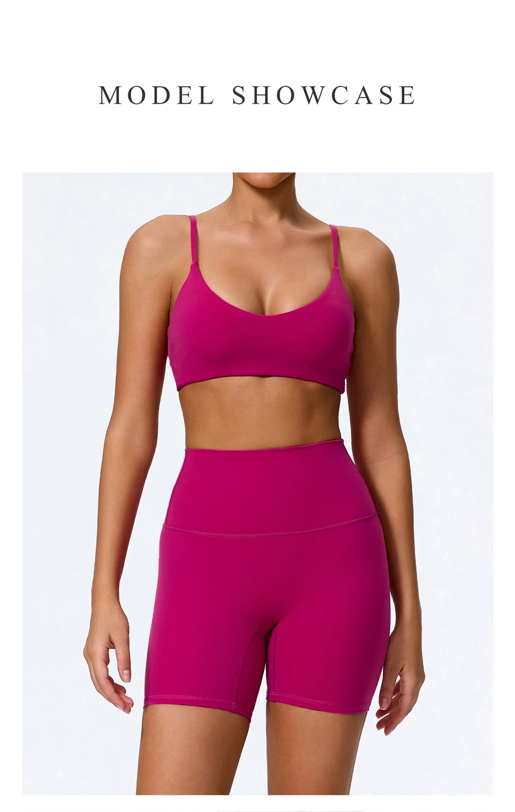 Hearuisavy Sommer Superweiches 2-teiliges Damen-Sportshorts-Set atmungsaktives Fitness-Yoga-BH Freizeit-Push-Up-Workout-Crop-Top