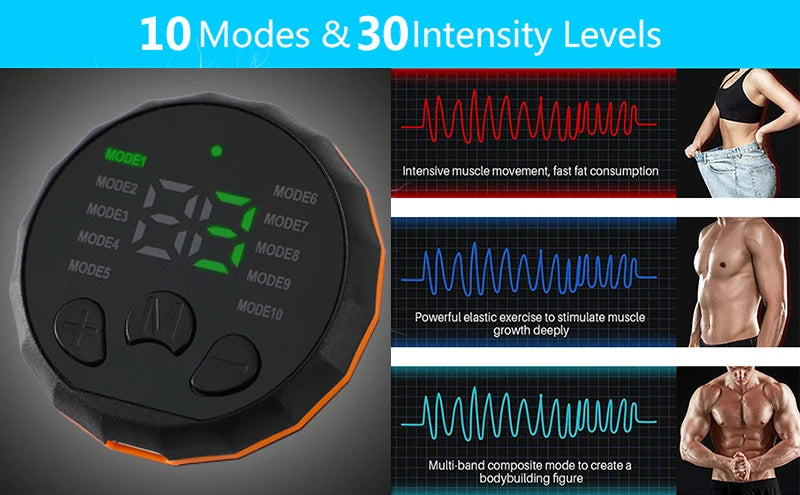 Bauchmuskelstimulator, Gewichtsgürtel, Bauchstraffungsgürtel, Muskeltrainer, Rücken-Taillen-Heimfitness, Schlankheitsmassagegerät, USB wiederaufladbar