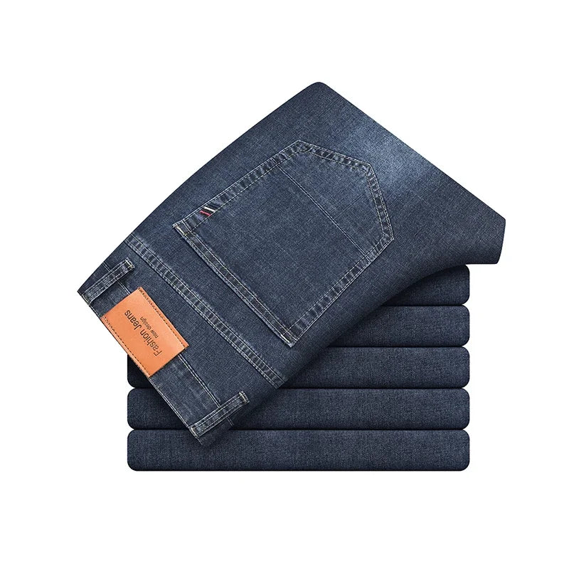 Herrenhose Büro Business Jeans Herren Klassische Blau Schwarz Baumwolle Stretch Straight Denim Hose Herren Marken Hosen