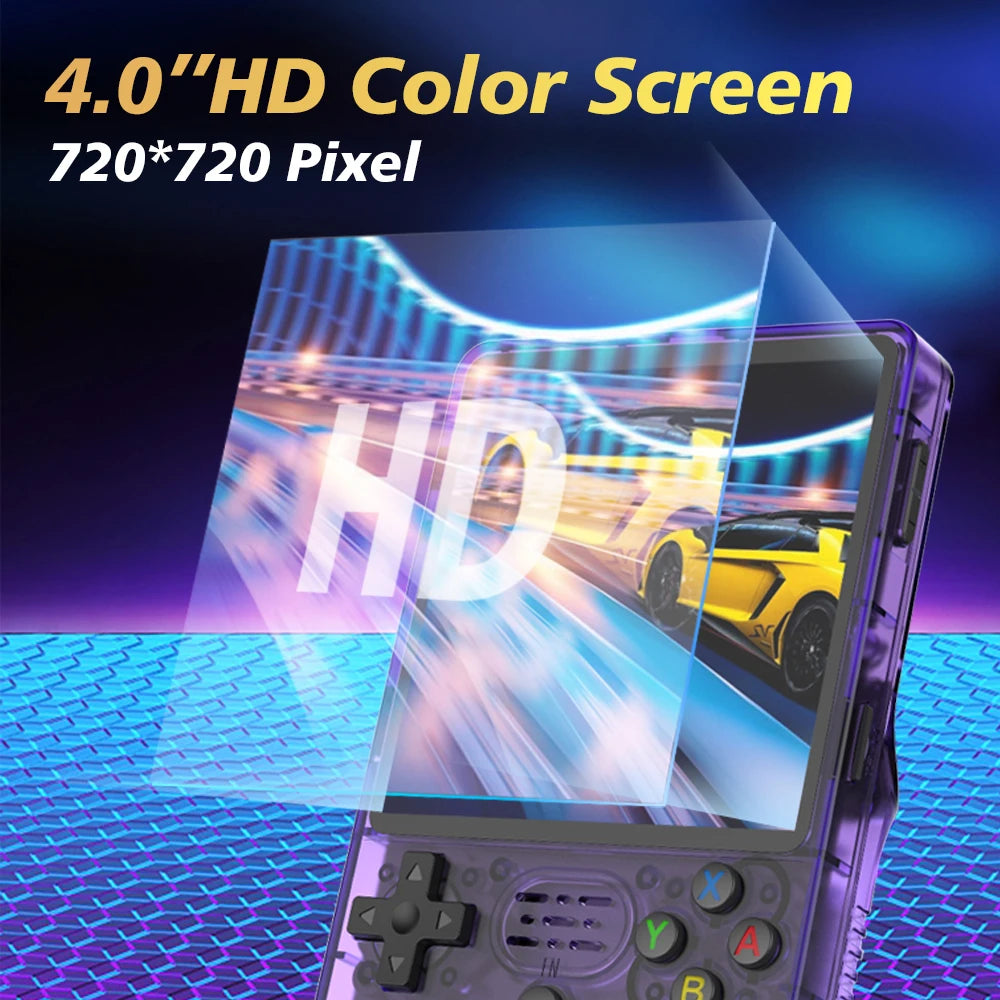 Tragbare Spielkonsole R36S Plus, 64-Bit Linux-System, 4,0 Zoll IPS-Bildschirm, Handheld-Taschen-Videospieler mit RK3326 Chip