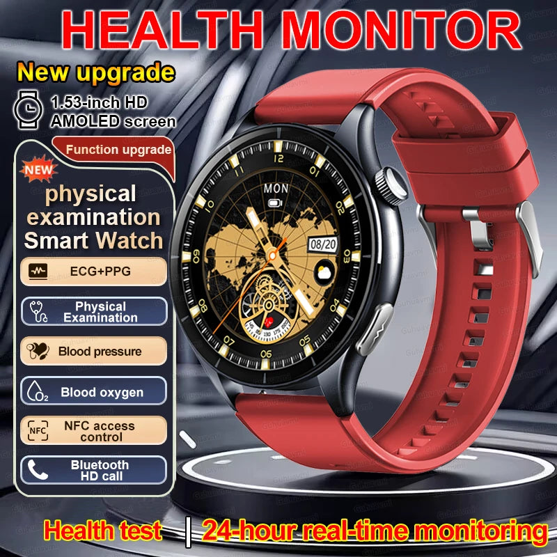 2026 Neue Smartwatch NFC EKG+PPG Blutsauerstoff Harnsäure Blutdruck Saphir Smartwatch Herren für Android iOS Smartwatch Herren