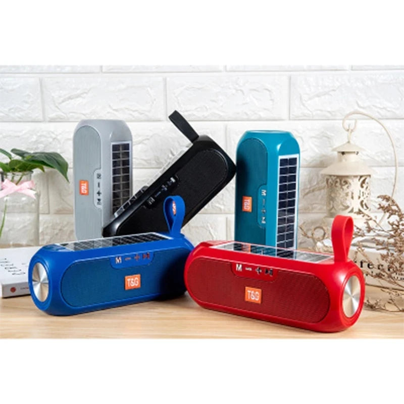 Solar Radio FM Outdoor Tragbarer Kabelloser Bluetooth-Lautsprecher Musik Soundbox Subwoofer Bass Aux PC TV Computer TV Hifi Stereo Mp3