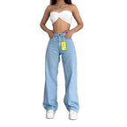 High Waist Straight Leg Jeans Große Größen Modische Frühling Herbst Lange Hosen Bequemer Freizeitstil Russische grenzüberschreitende Mode