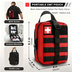 379-teiliges Erste-Hilfe-Set für Zuhause und Büro, tragbare Notfalltasche, rotes Survival-Handgepäck für Outdoor-Aktivitäten, Camping, Jagd, Wandern