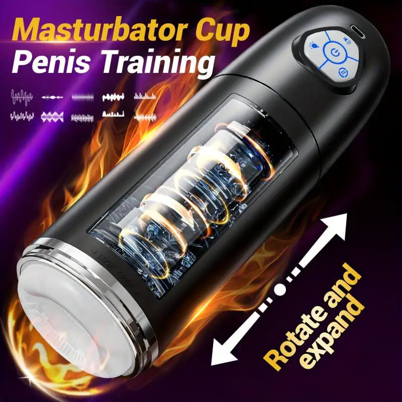 7 stoßende & vibrierende Stimulationsmodi, männlicher Masturbator Cup, realistischer 3D-Ärmel für männliche Masturbation, Penistraining, 18+